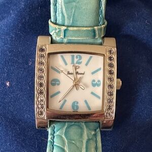 Aqua Blue Watch with Silver Accents